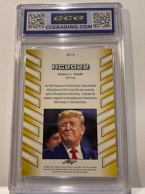 2022 Leaf Special release Rookie RC “POTUS” Donald J Trump RC-14 CCG GEM MINT 10