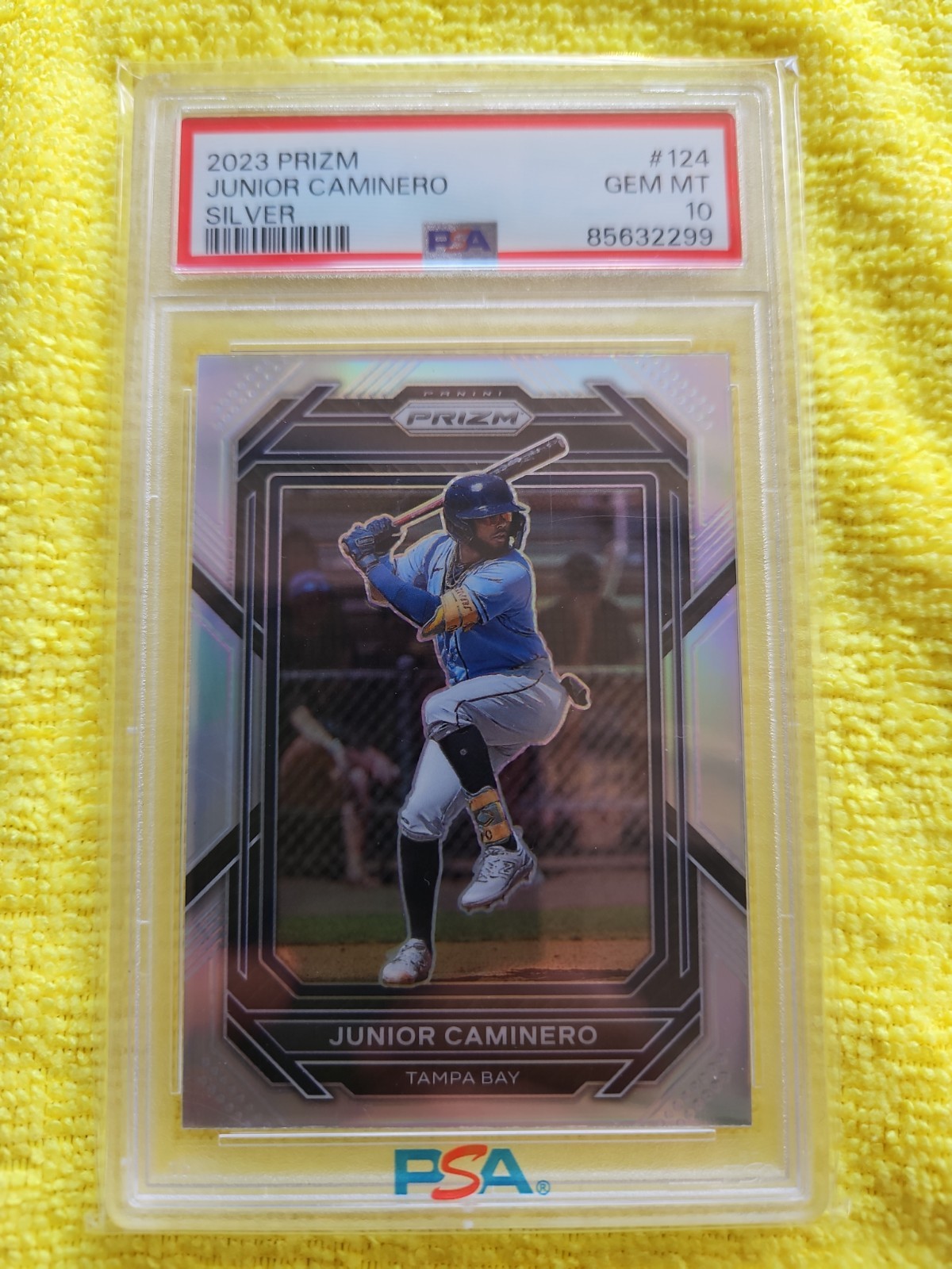 2023 Panini Silver Prizm Junior Caminero Tampa Bay Rays RC Rookie POP 2 – PSA 10