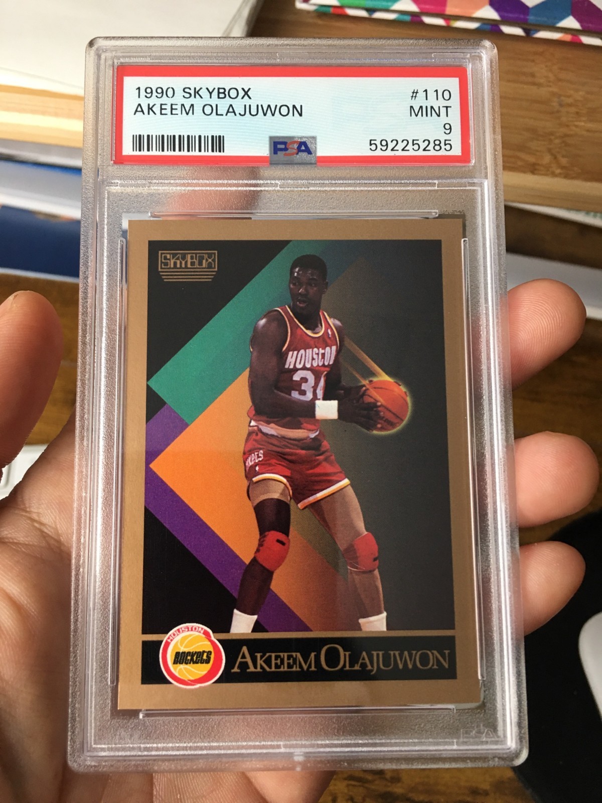 1990 Skybox AKEEM OLAJUWON Rockets HOF #110 PSA 9