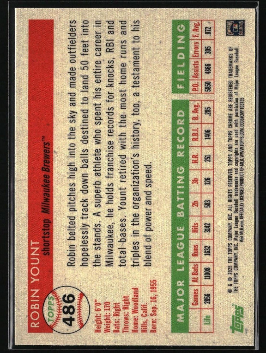 2025 Topps Chrome Platinum #486 Robin Yount