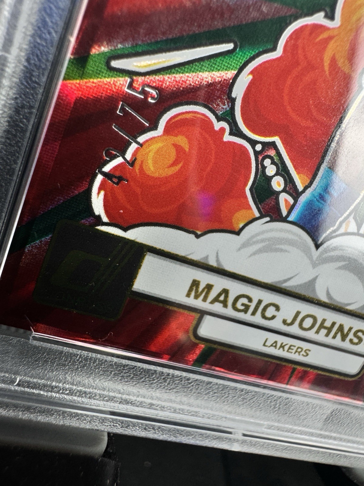 2023 Donruss Bomb Squad Magic Johnson Holo Red and Green Laser #/75
