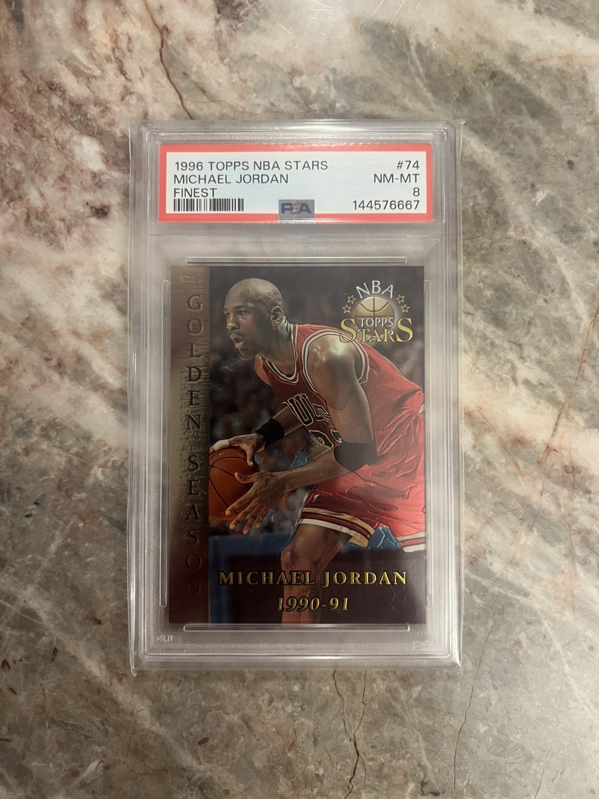 1996 Topps NBA Stars Michael Jordan Finest card# 74 graded PSA 8 NM-MT