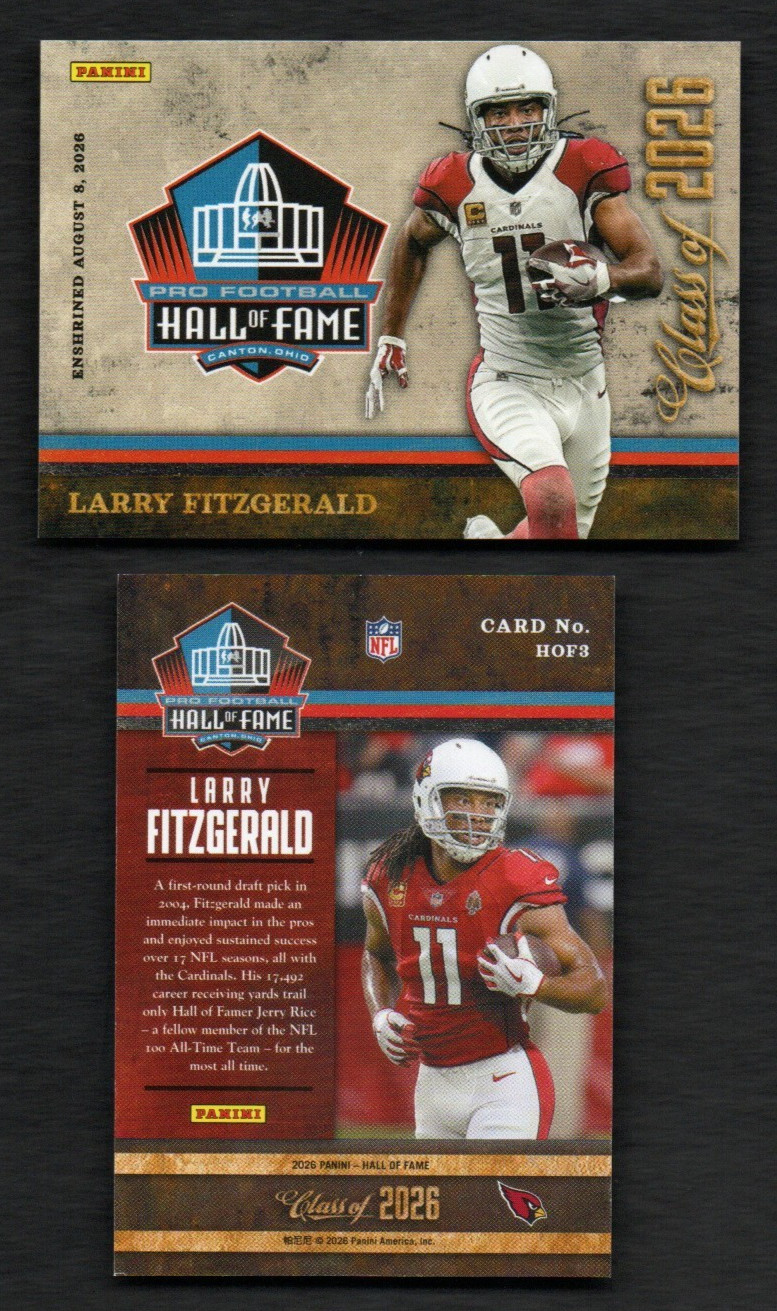 Larry Fitzgerald Panini HOF Class of 2026 Hall of Fame Card Arizona Cardinals