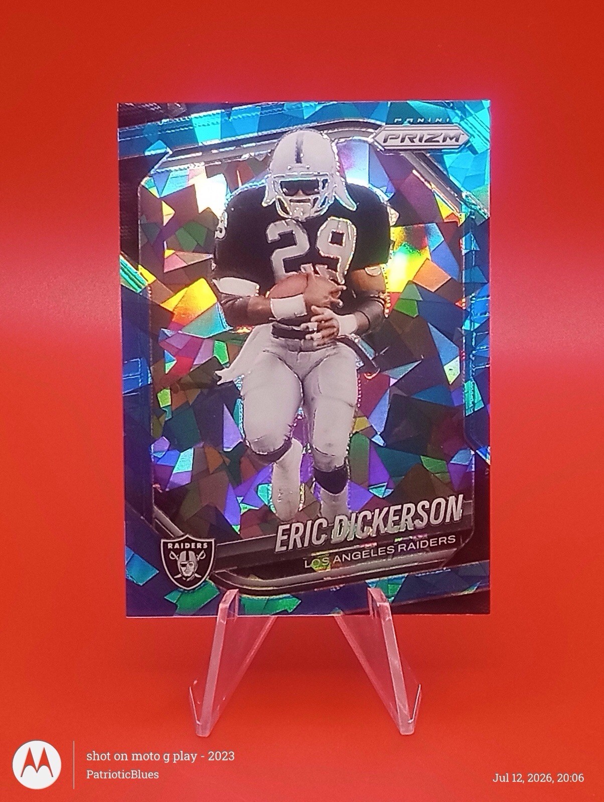 2025 Panini Prizm Eric Dickerson #83 Blue Ice Jersey # Match HOF #29/99 Raiders