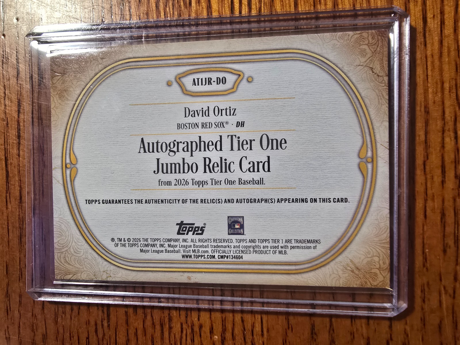 2026 Topps Tier One David Ortiz Red Sox Jumbo Auto Relic 138/198 #AT1JR-DO