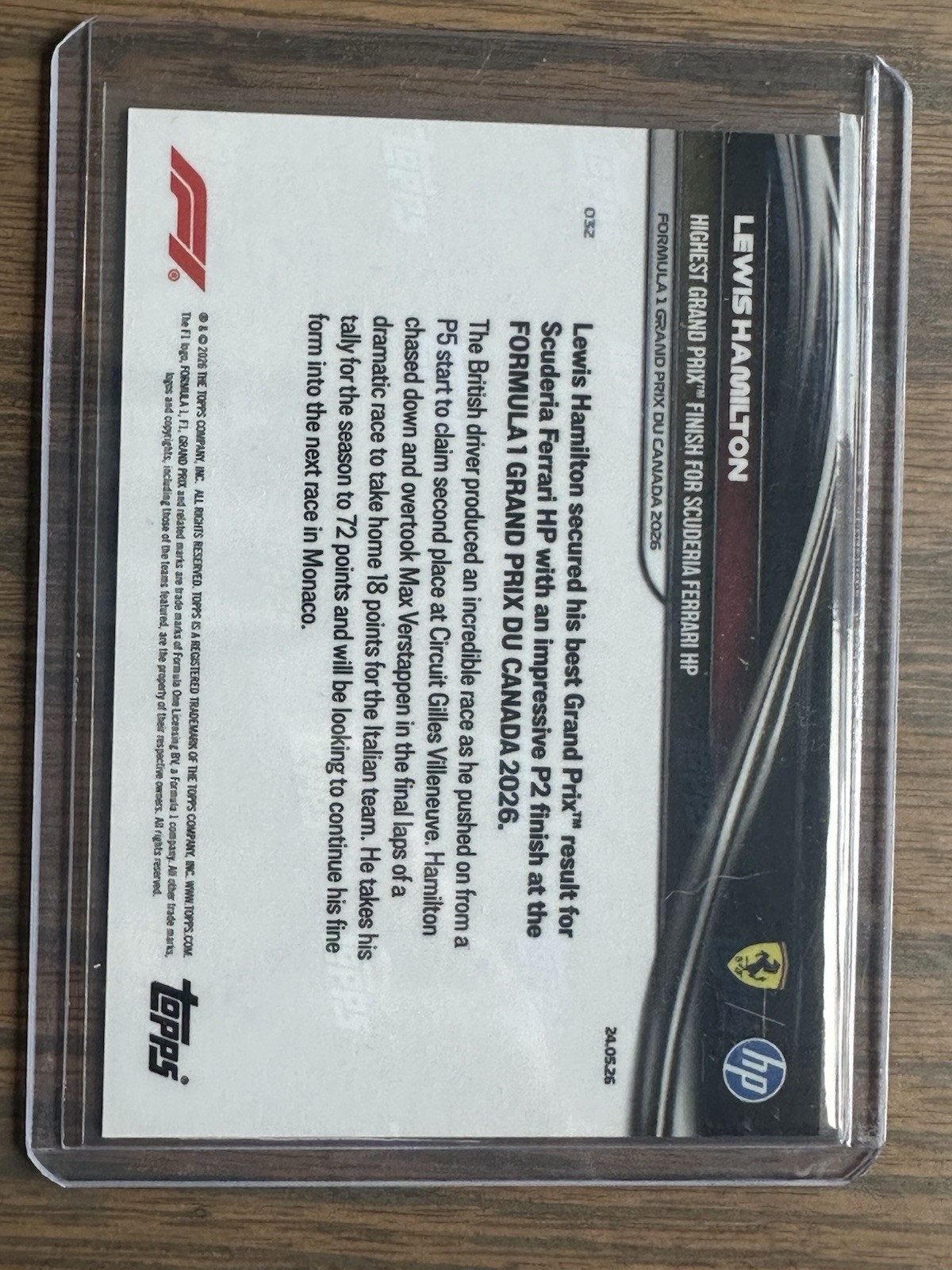 LEWIS HAMILTON 2026 F1 TOPPS NOW #032 FERRARI BLACK FOIL /10 IN HAND SHIPS FAST