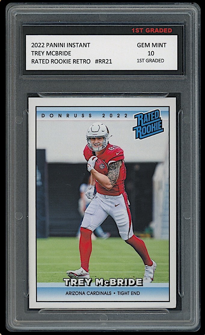 TREY MCBRIDE 2022 PANINI INSTANT NFL 1ST GRADED 10 RETRO RATED ROOKIE CARD RC