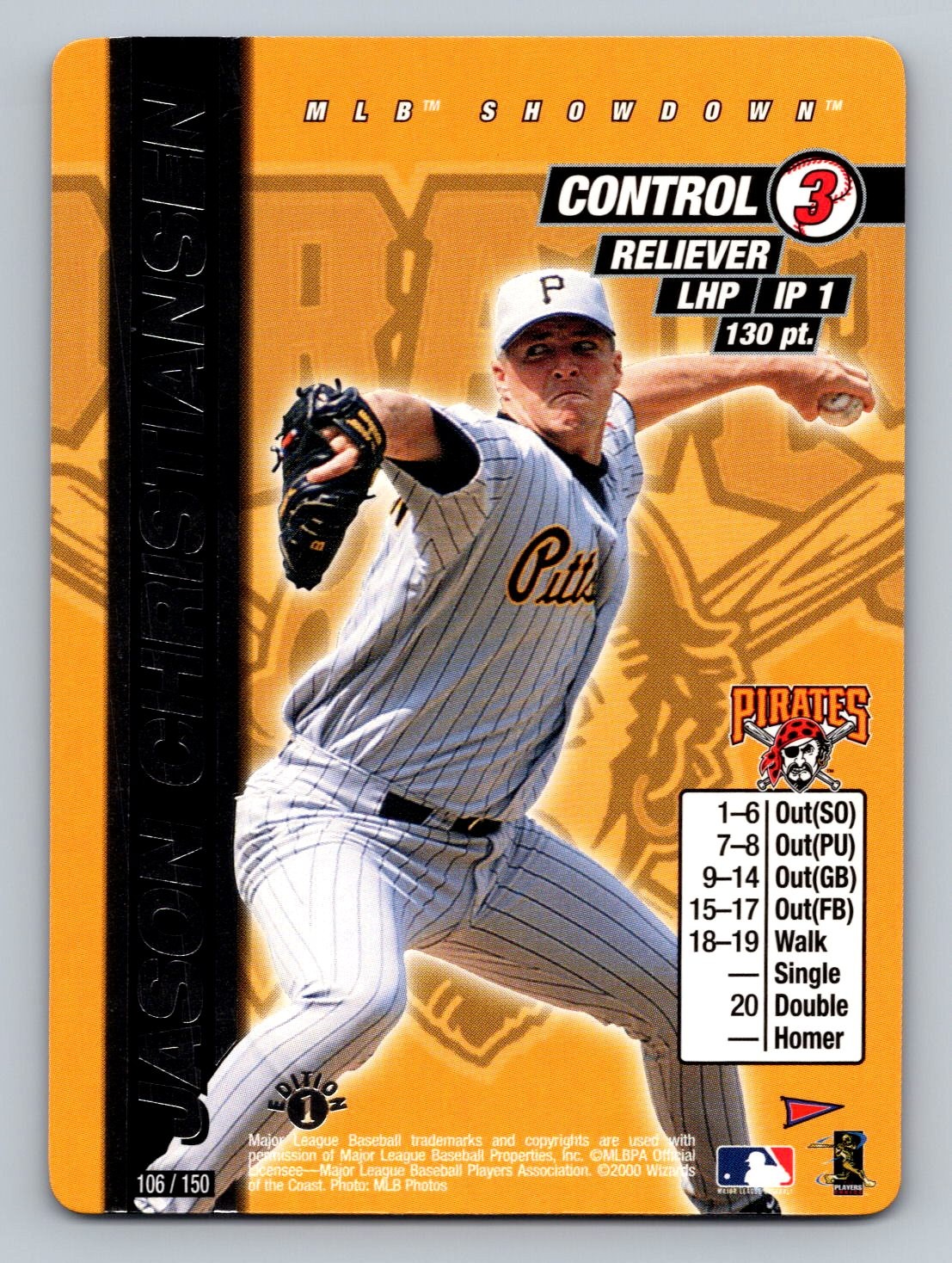 2000 MLB Showdown Pennant Run 1st Edition Jason Christiansen #106