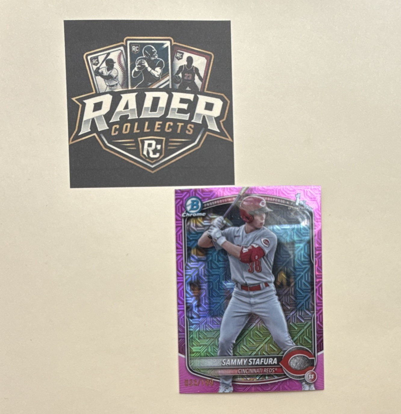 2025 Topps Bowman Chrome Prospects Sammy Stafura BCP-100 1st Bowman /199 Reds