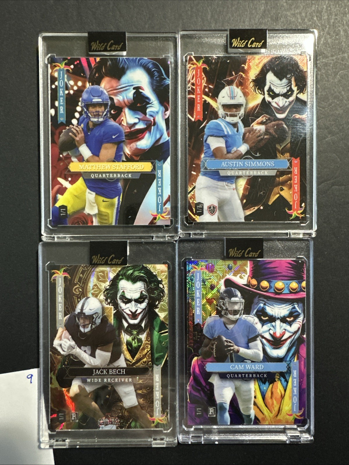 Matthew Stafford, Austin Simmons, Jack Bech, Cam Ward 1/1 Jokers See Pictures