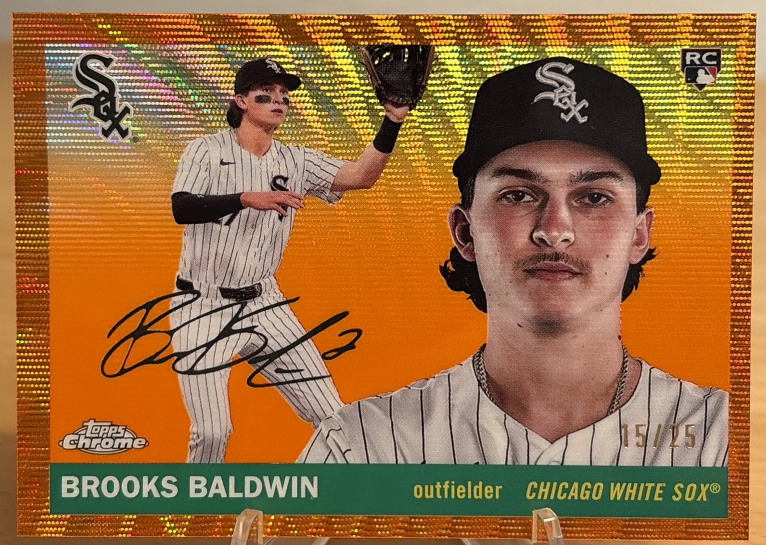 2025 Topps Chrome Platinum Anniversary Brooks Baldwin Orange Wave 15/25 RC