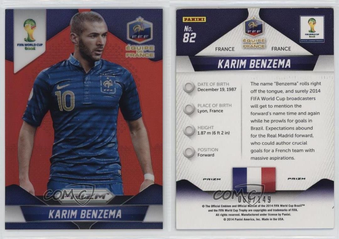 2014 Panini Prizm World Cup Red Prizm 60/149 Karim Benzema #82 02ea