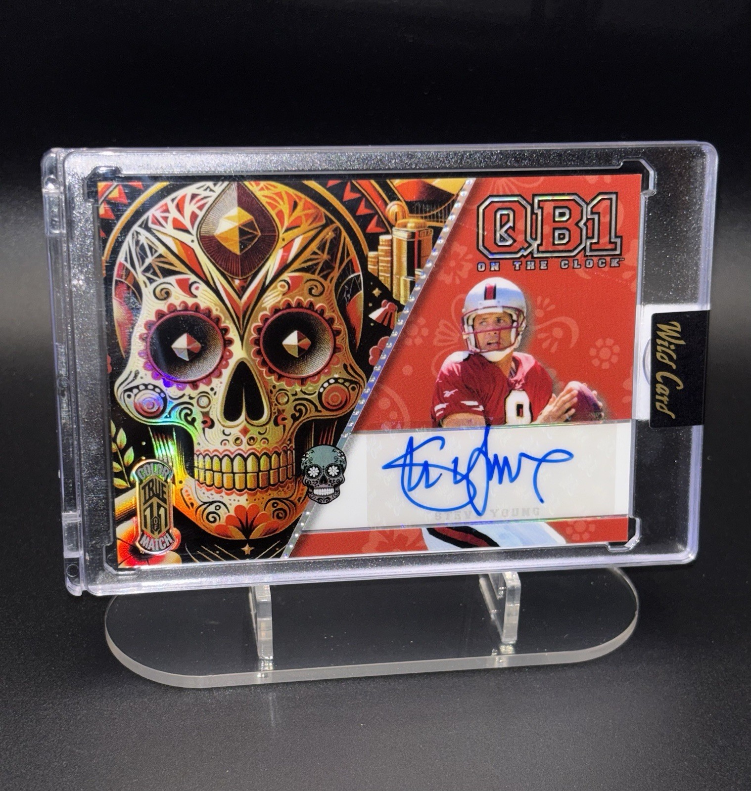 Steve Young Auto, QB1 Sugar Skull, True 1/1, Color Match, 49ers
