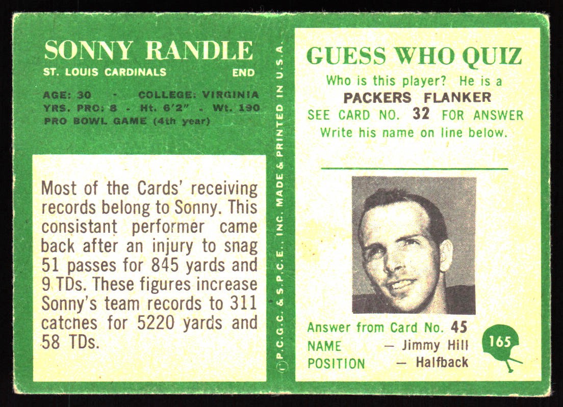 1966 Philadelphia #165 Sonny Randle