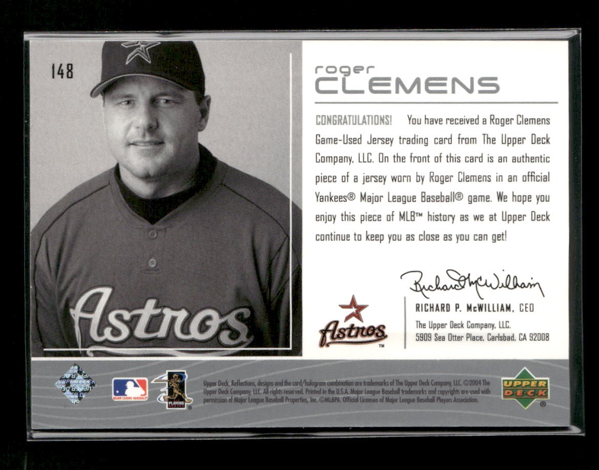 2004 Upper Deck Reflections Roger Clemens Game-Used 2-Color Jersey #148