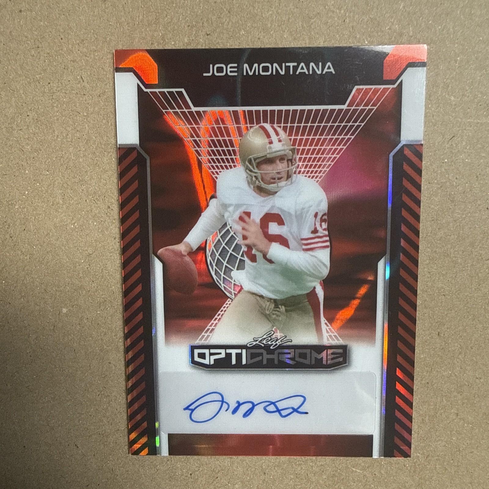 2025 Leaf Optichrome Joe Montana Orange Wave Auto #1/2