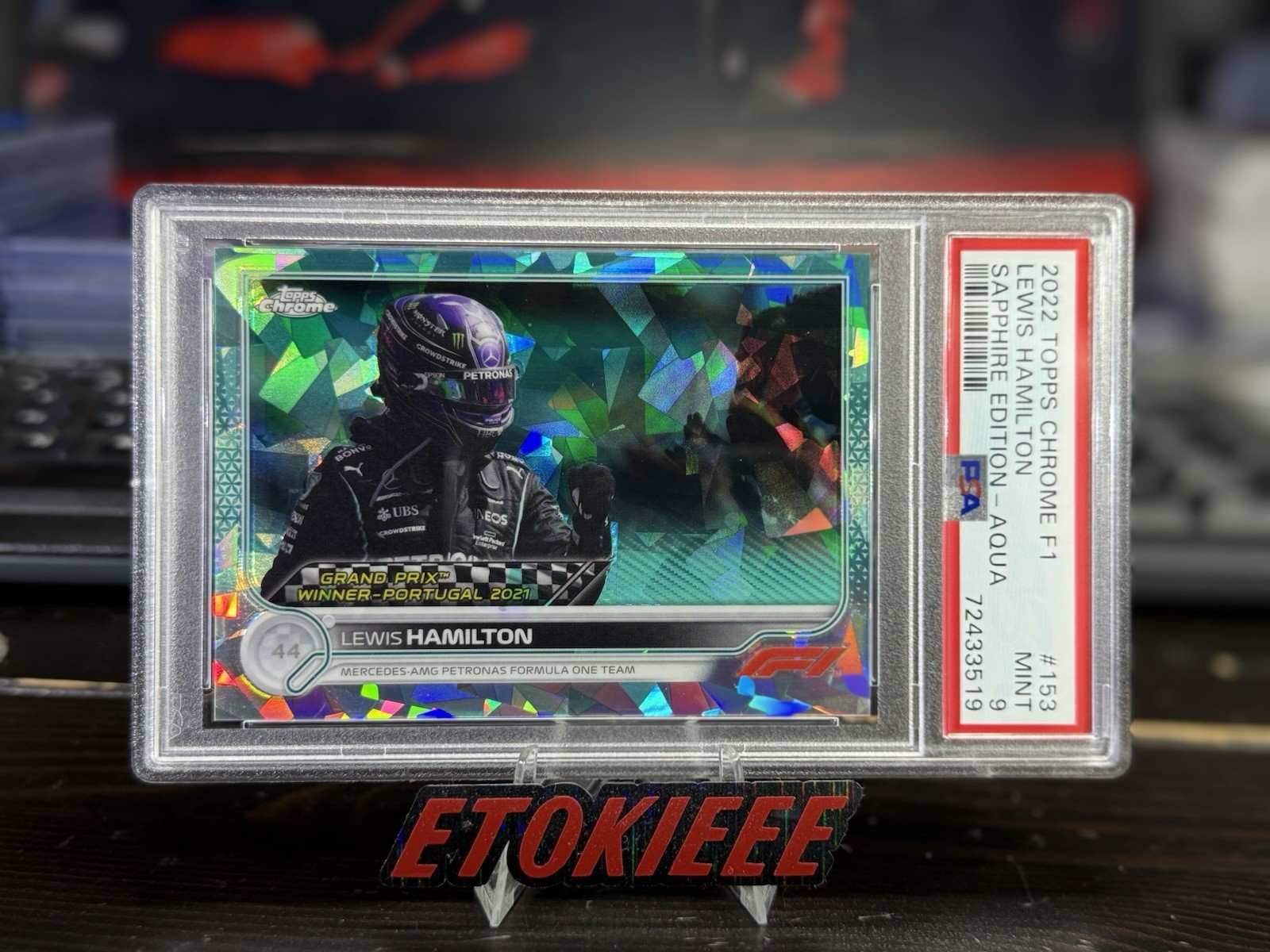 Lewis Hamilton 2022 Topps Chrome F1 #153 Driver# 44/99 Aqua Sapphire – PSA 9