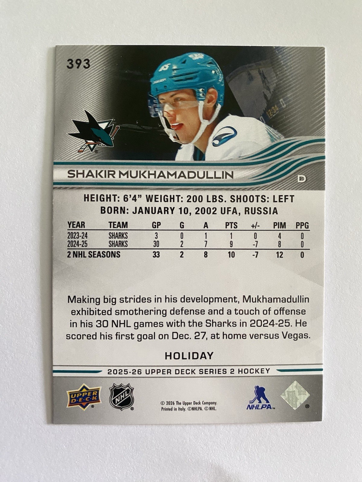 2025-26 Upper Deck Series 2 – Holiday Exclusive Green #393 Shakir Mukhamadullin