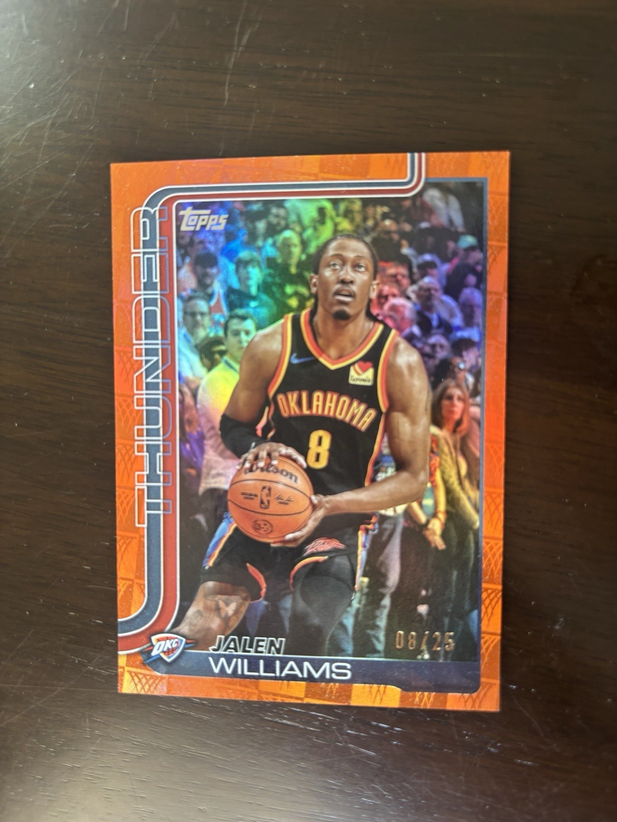 2025-26 Topps Jalen Williams Season Tip-Off Orange Holofoil Number Match 8/25