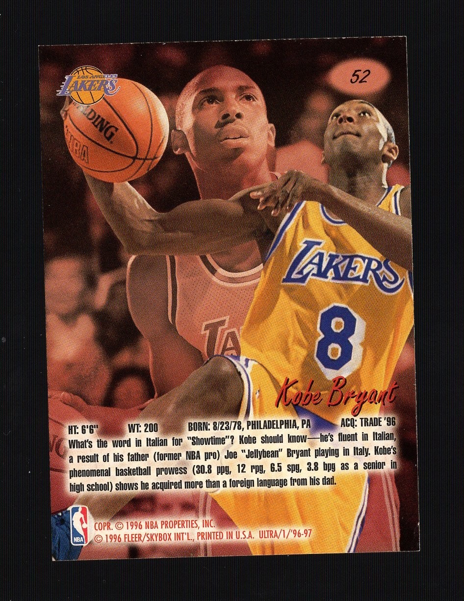 1996/97 Fleer Ultra Kobe Bryant # 52 (RC) – H.O.F.
