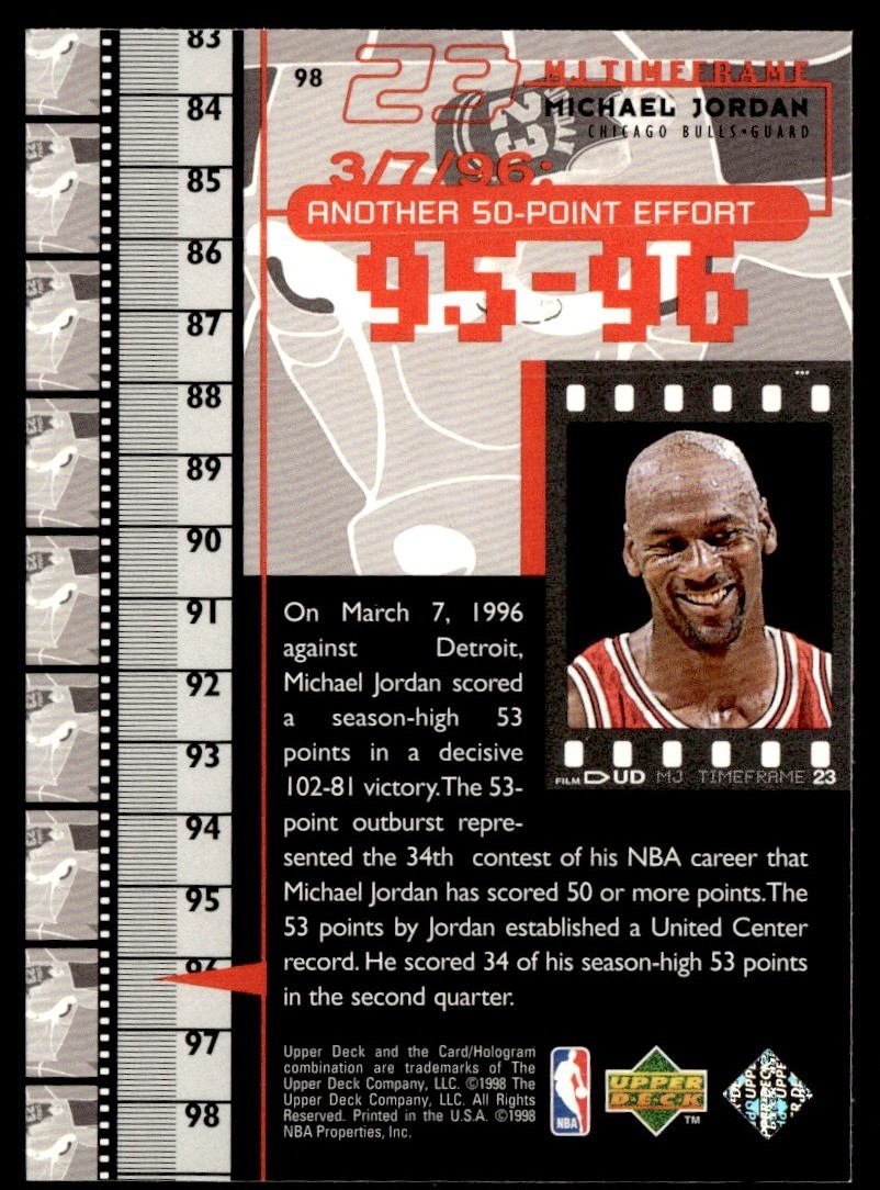 1998-99 Upper Deck MJ Timeframe Michael Jordan Chicago Bulls #98