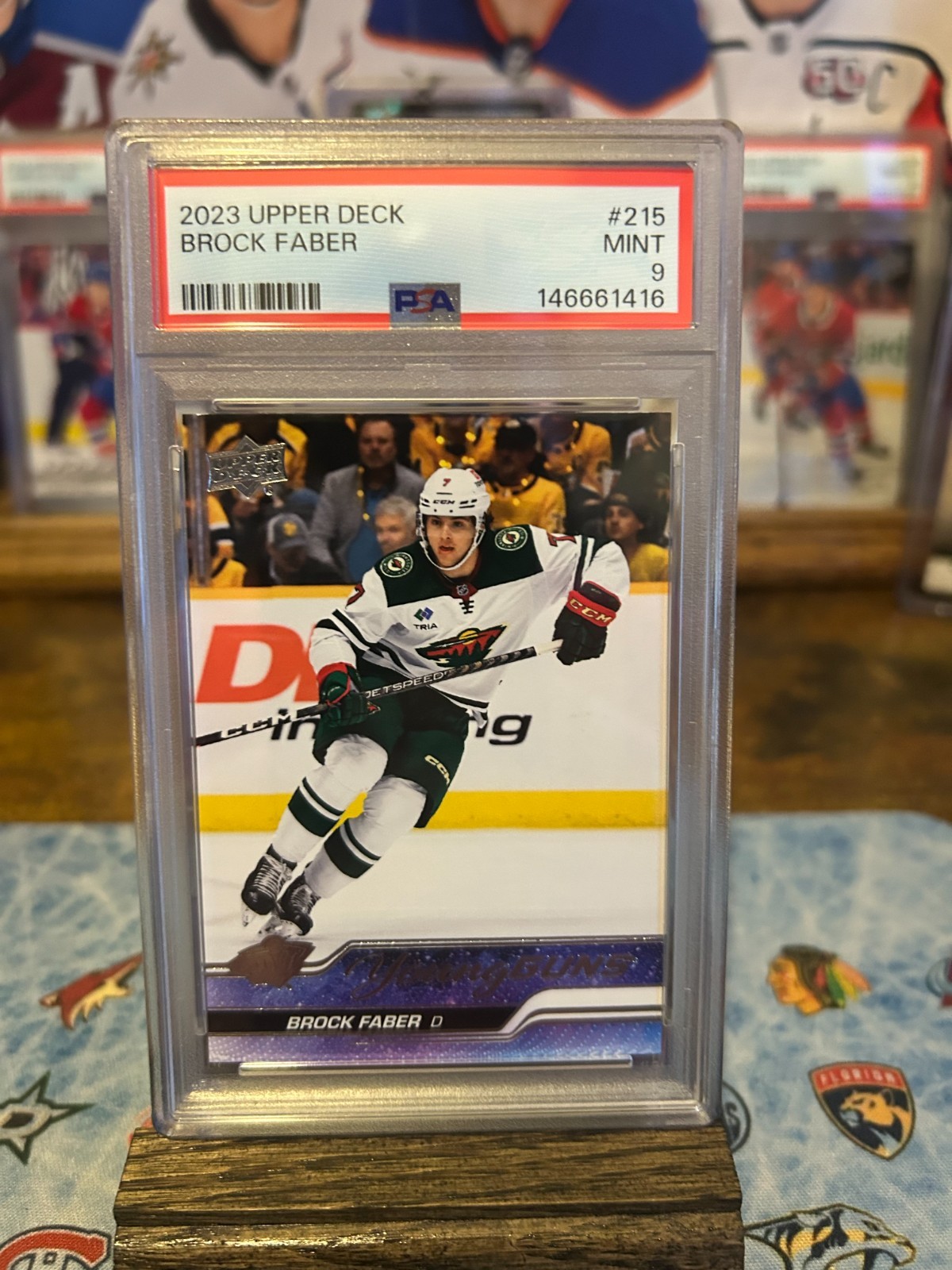 BROCK FABER YOUNG GUNS PSA 9 2023-24 UPPER DECK SERIES 1 #215