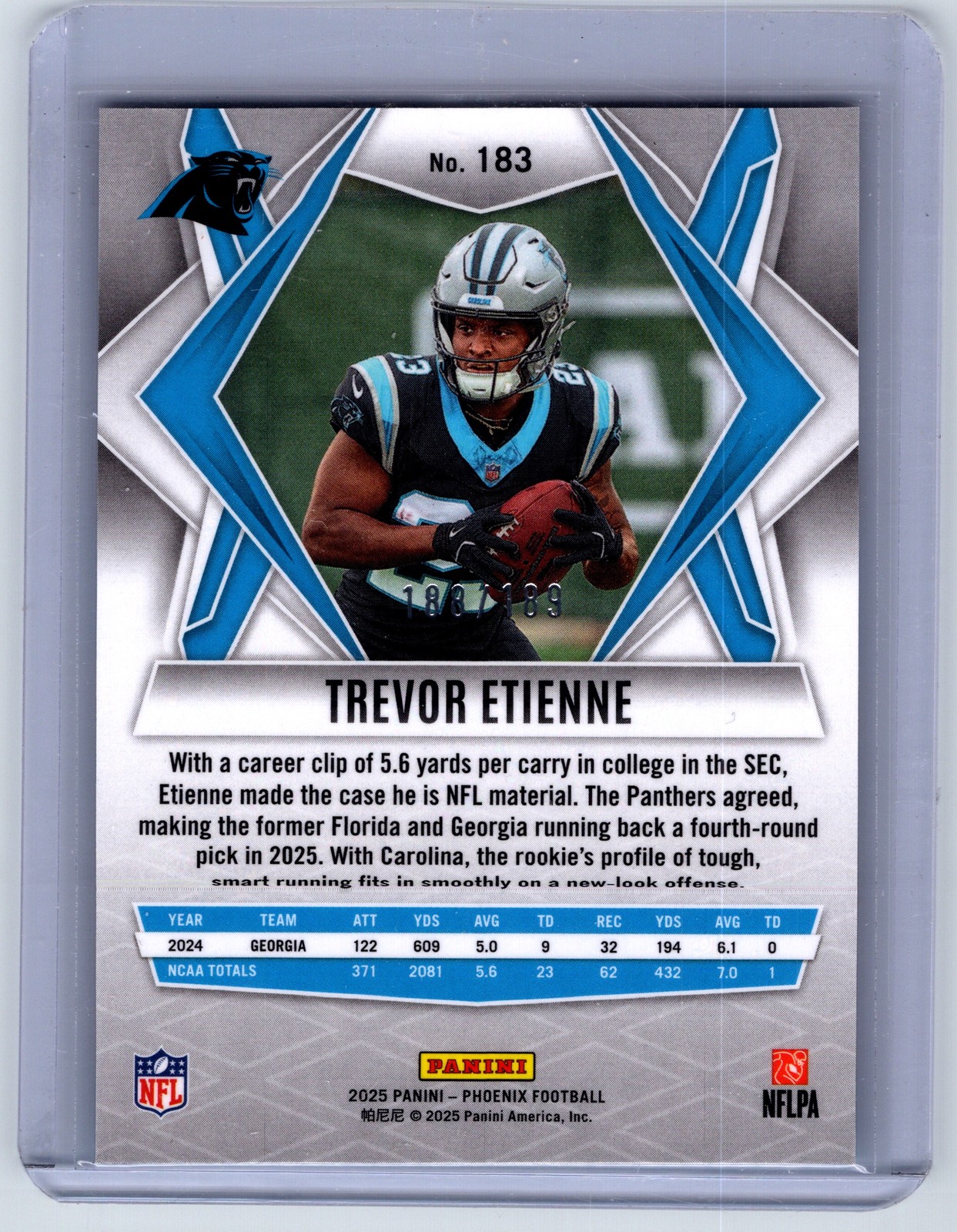 2025 Panini Phoenix #183 Trevor Etienne Orange Pandora Prizm #/189