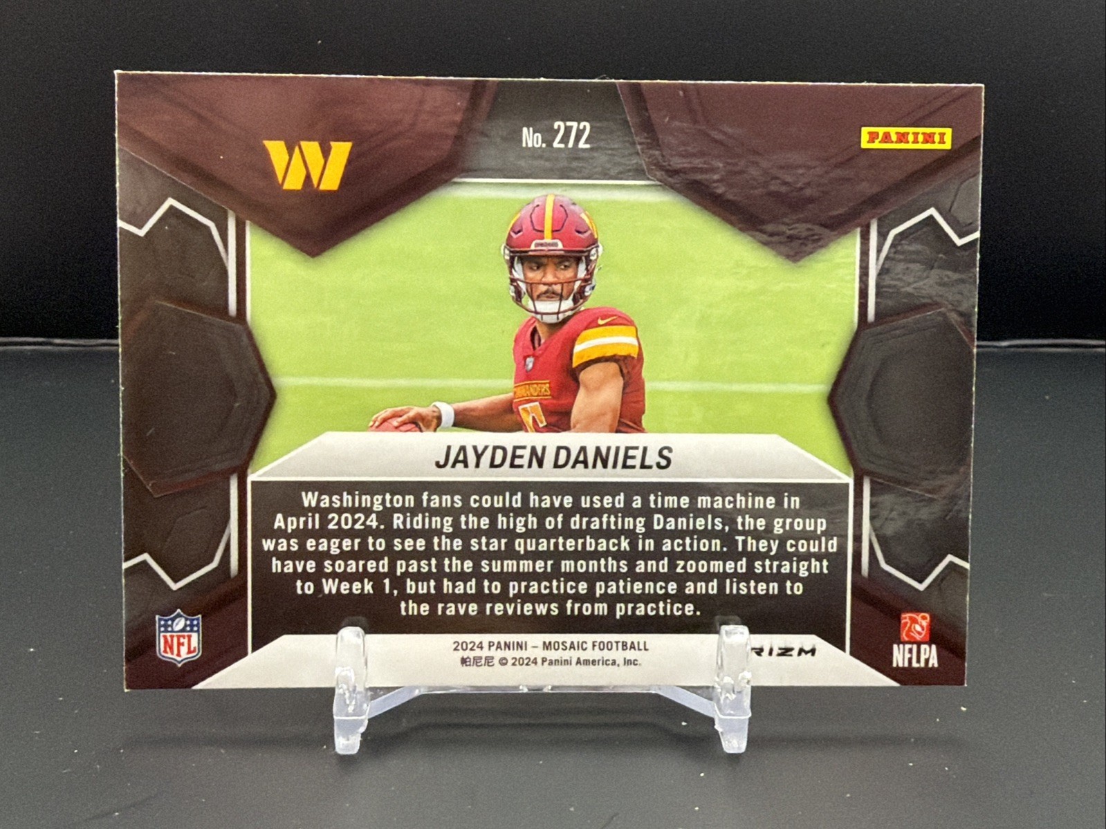 2024 Panini Mosaic Jayden Daniels Rookie NFL Debut Red Prizm Mosaic #272 (RC)