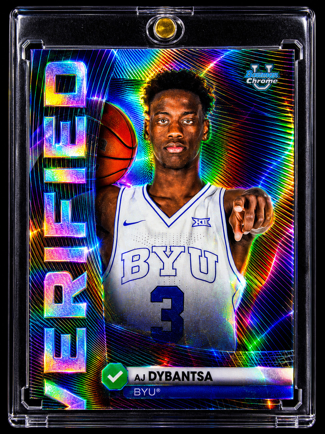 AJ DYBANTSA ROOKIE BLACK WAVE REFRACTOR PRIZM HOLO Chrome SP Insert BYU #1 Pick