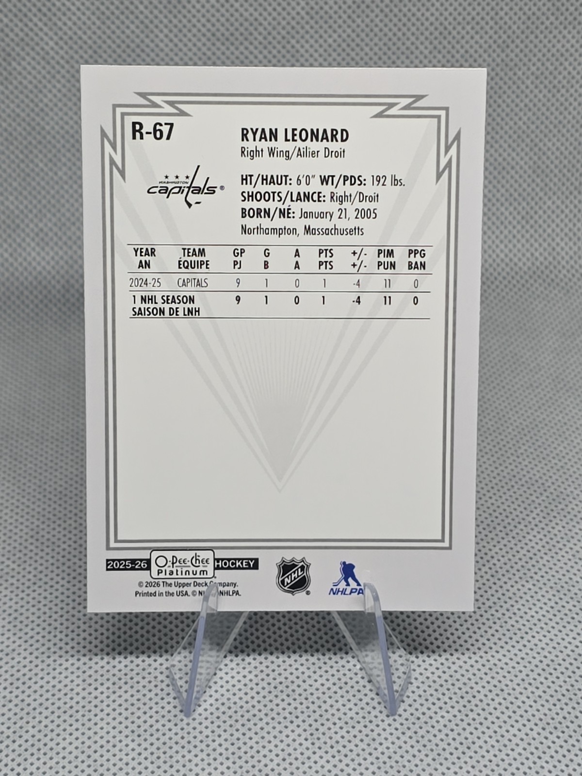 2025-26 O-Pee-Chee Platinum Ryan Leonard Marquee Rookie Retro Card # R-67