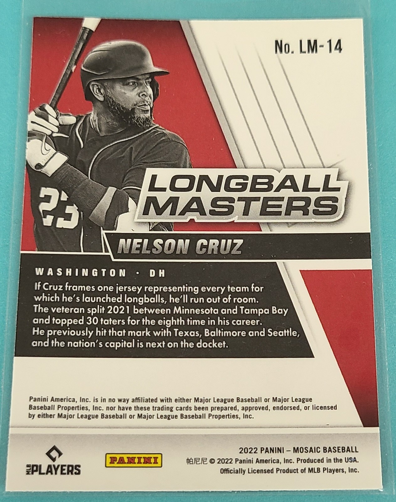 2022 Panini Mosaic Longball Masters #LM-14 Nelson Cruz BASEBALL Card H7