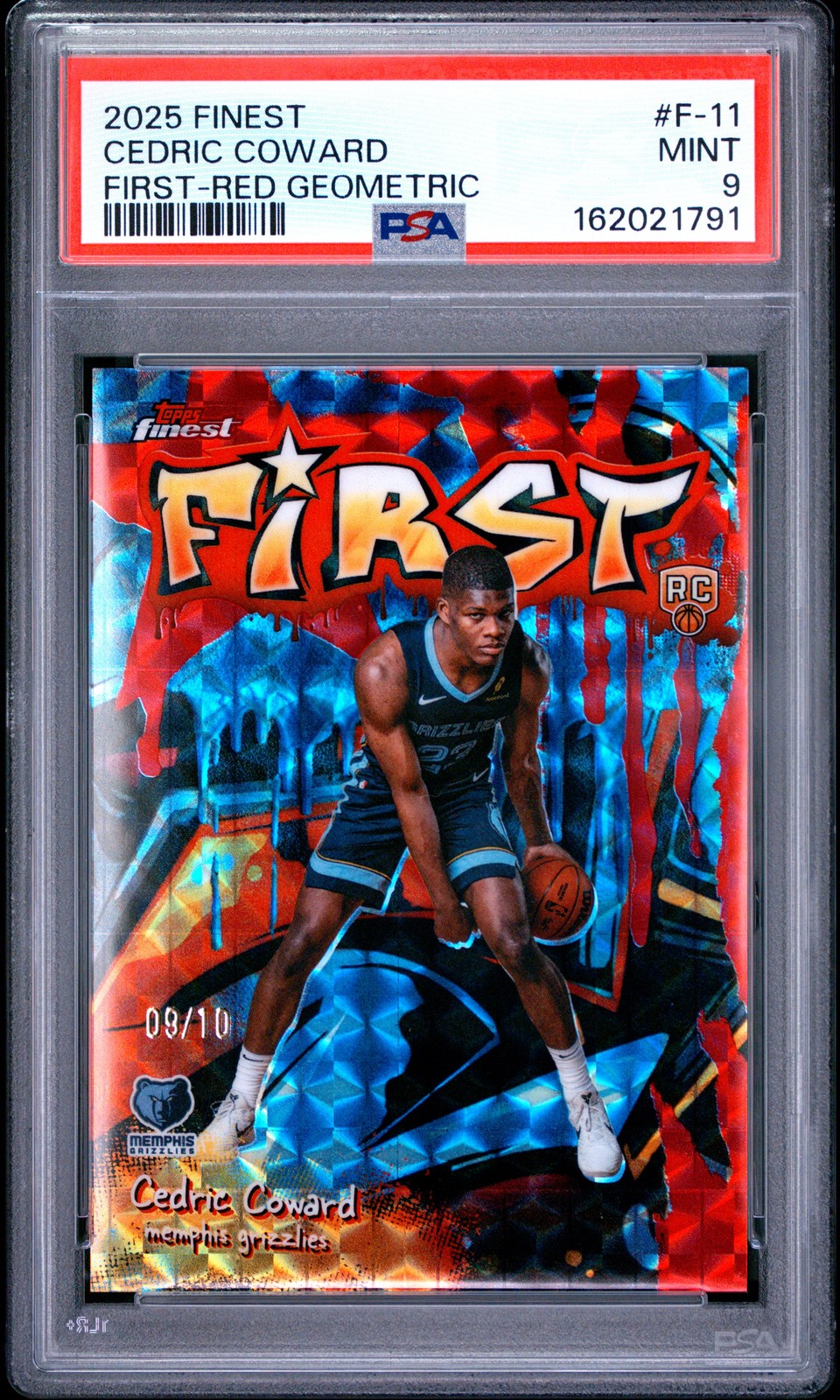 2025 TOPPS FINEST FIRST RED GEOMETRIC #F-11 CEDRIC COWARD 9/10 PSA 9
