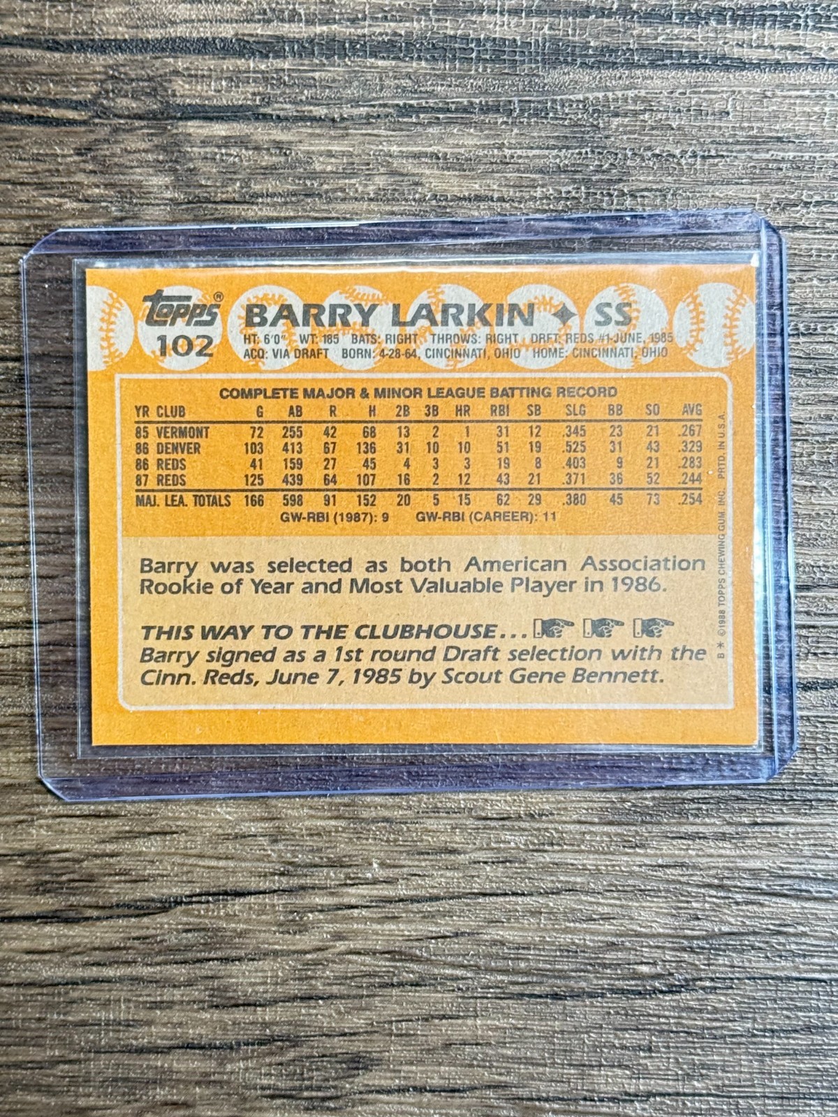 1988 Topps – Barry Larkin #102 – Reds