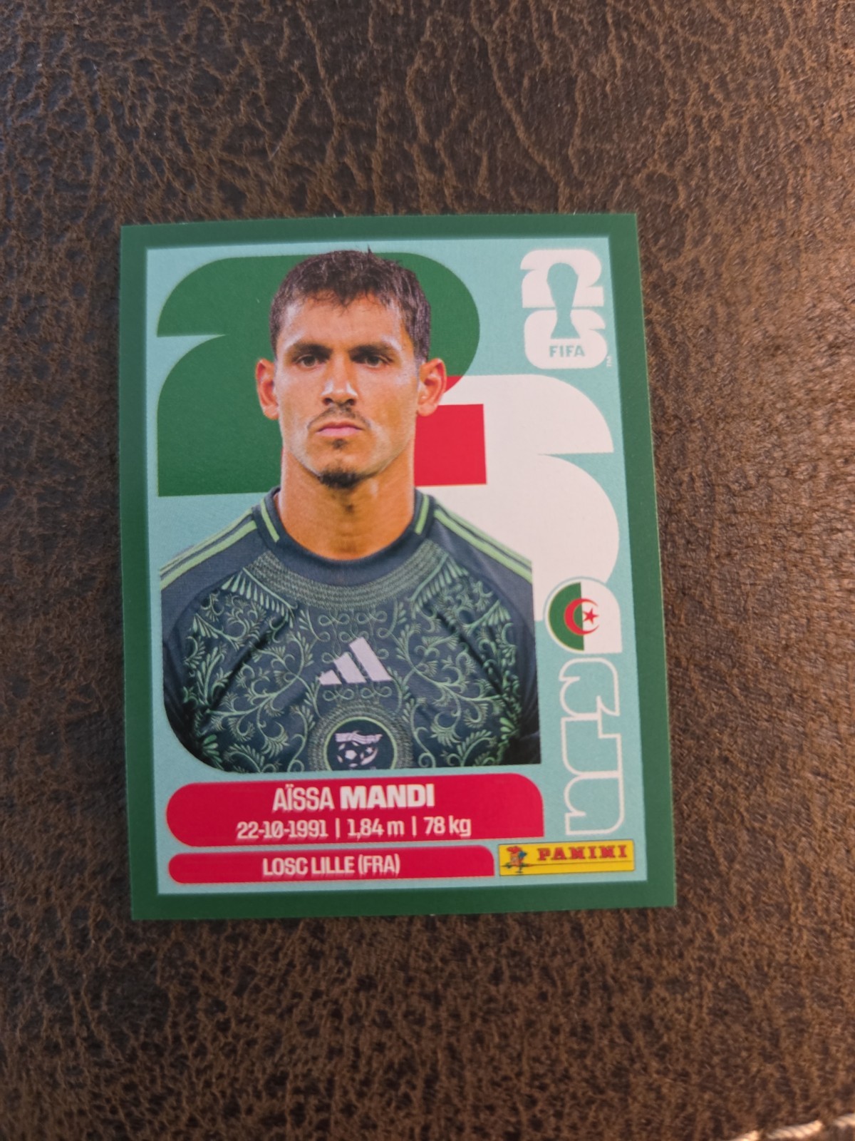 Aissa Mandi Algeria 2026 World Cup Panini Sticker GREEN Parallel ULTRA RARE