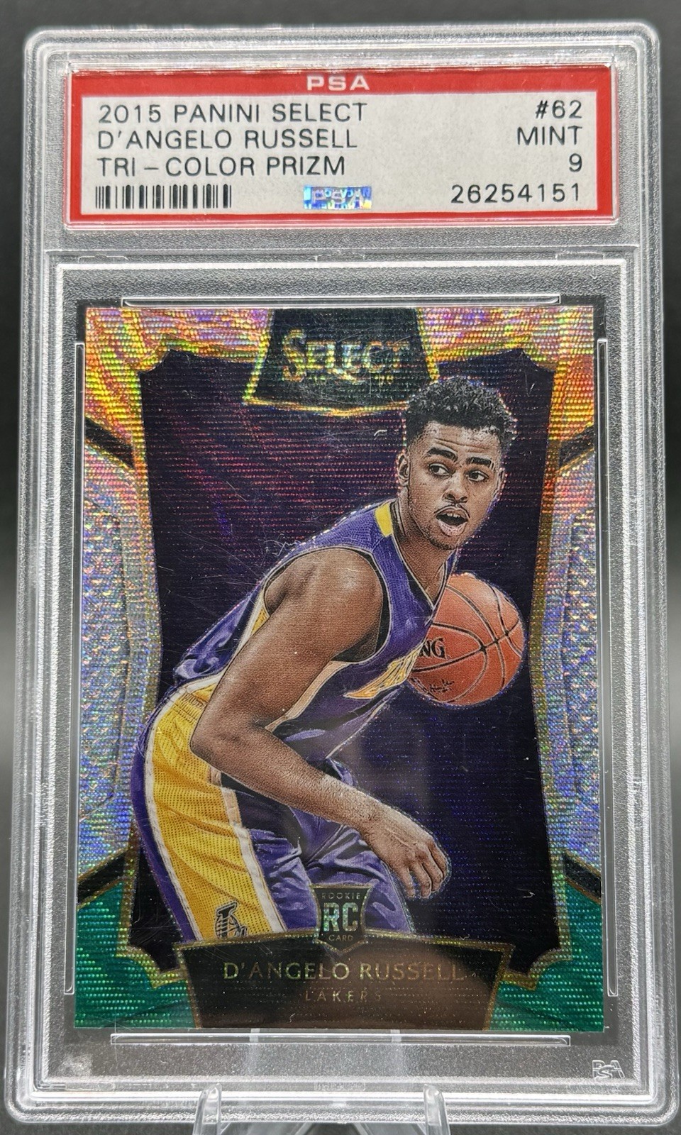 2015 Panini Select D’Angelo Russell #62 Tri-color Prizm PSA 9