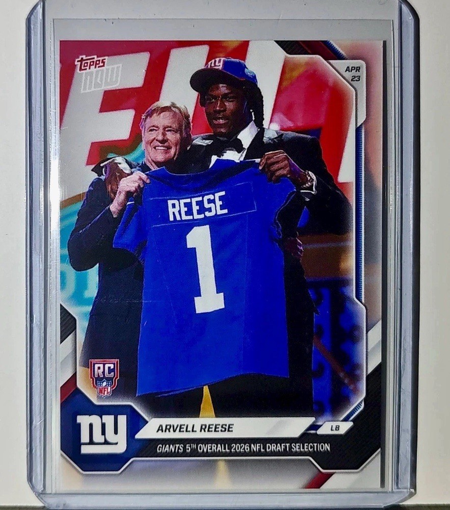 Arvell Reese Rookie 2026 Topps Now Draft Night #AREE Card New York Giants