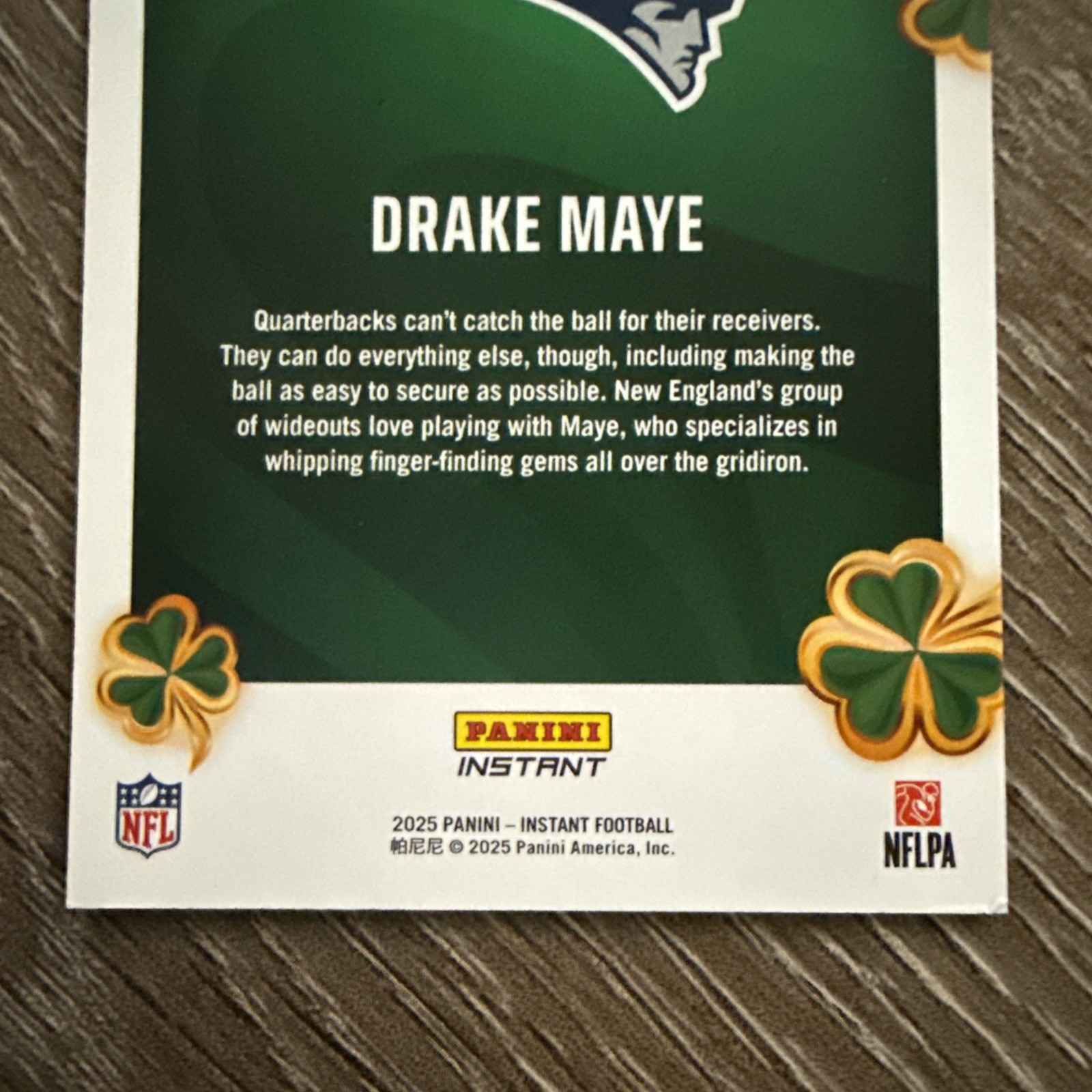 2025 Panini Instant Lucky Clover Coin SSP Insert Drake Maye New England Patriots