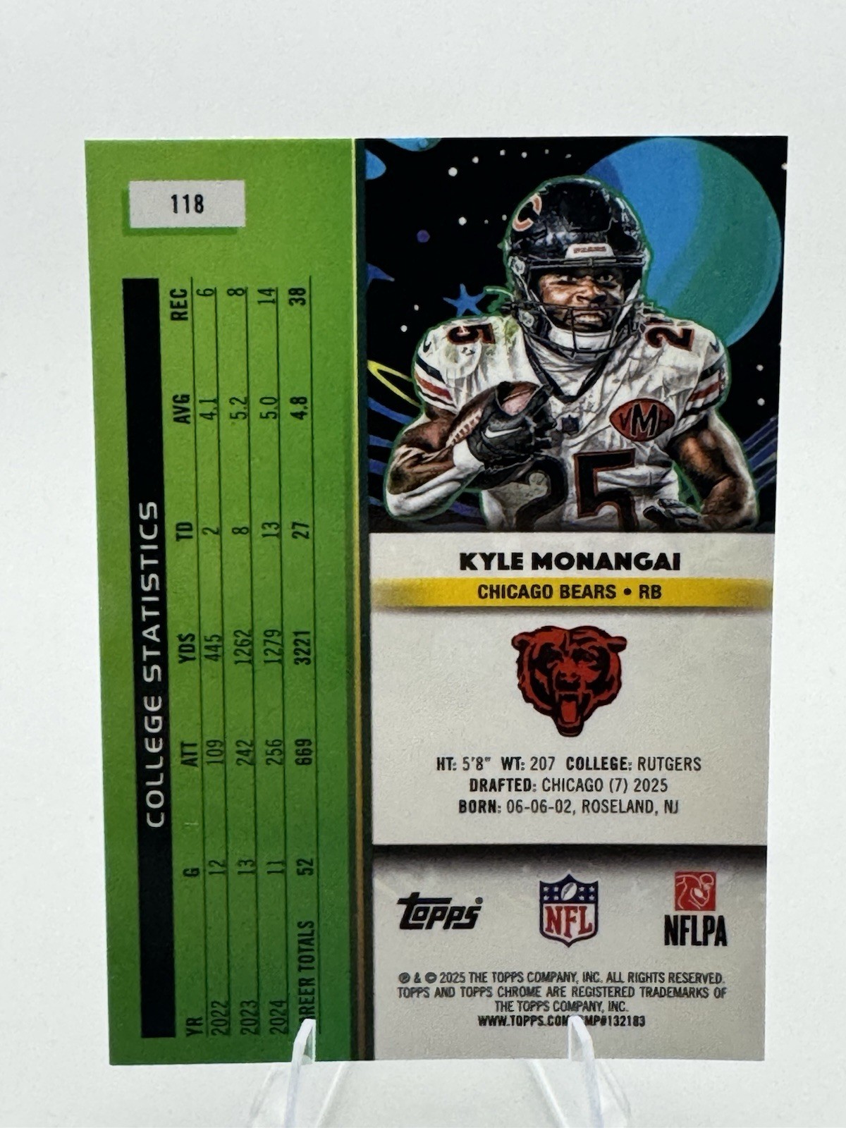 2025 Topps Chrome Cosmic Kyle Monangai (RC) – #128 Base Chicago Bears