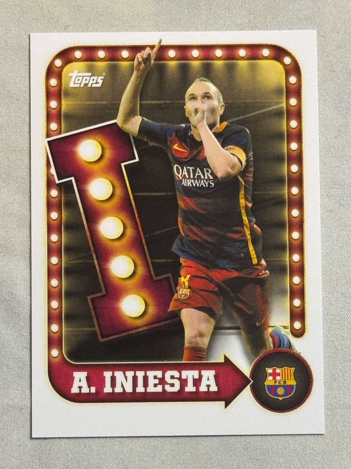 2025-26 Topps FC Barcelona Collector Tin Name in Lights Andres Iniesta #22