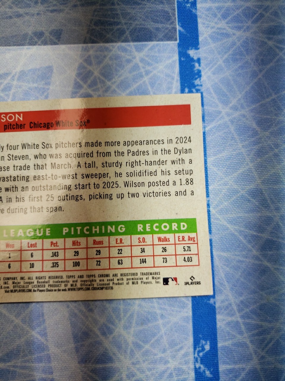 2025 Topps Platinum Steve Wilson #384 Orange Toile /25 Book End *SEE DESCRIPTION