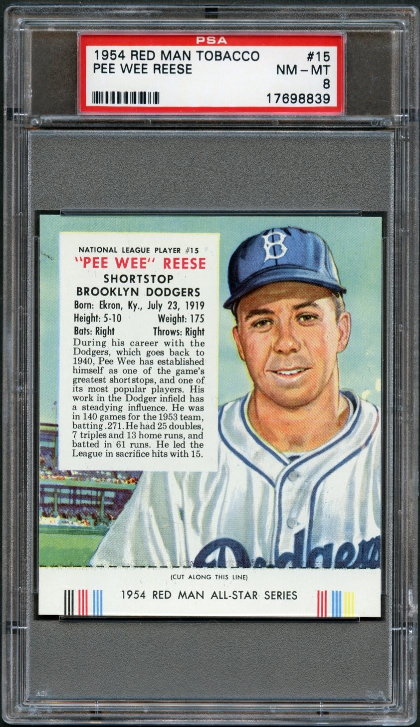 1954 Red Man Tobacco #15 Pee Wee Reese HOF PSA 8 NM-MT 17698839