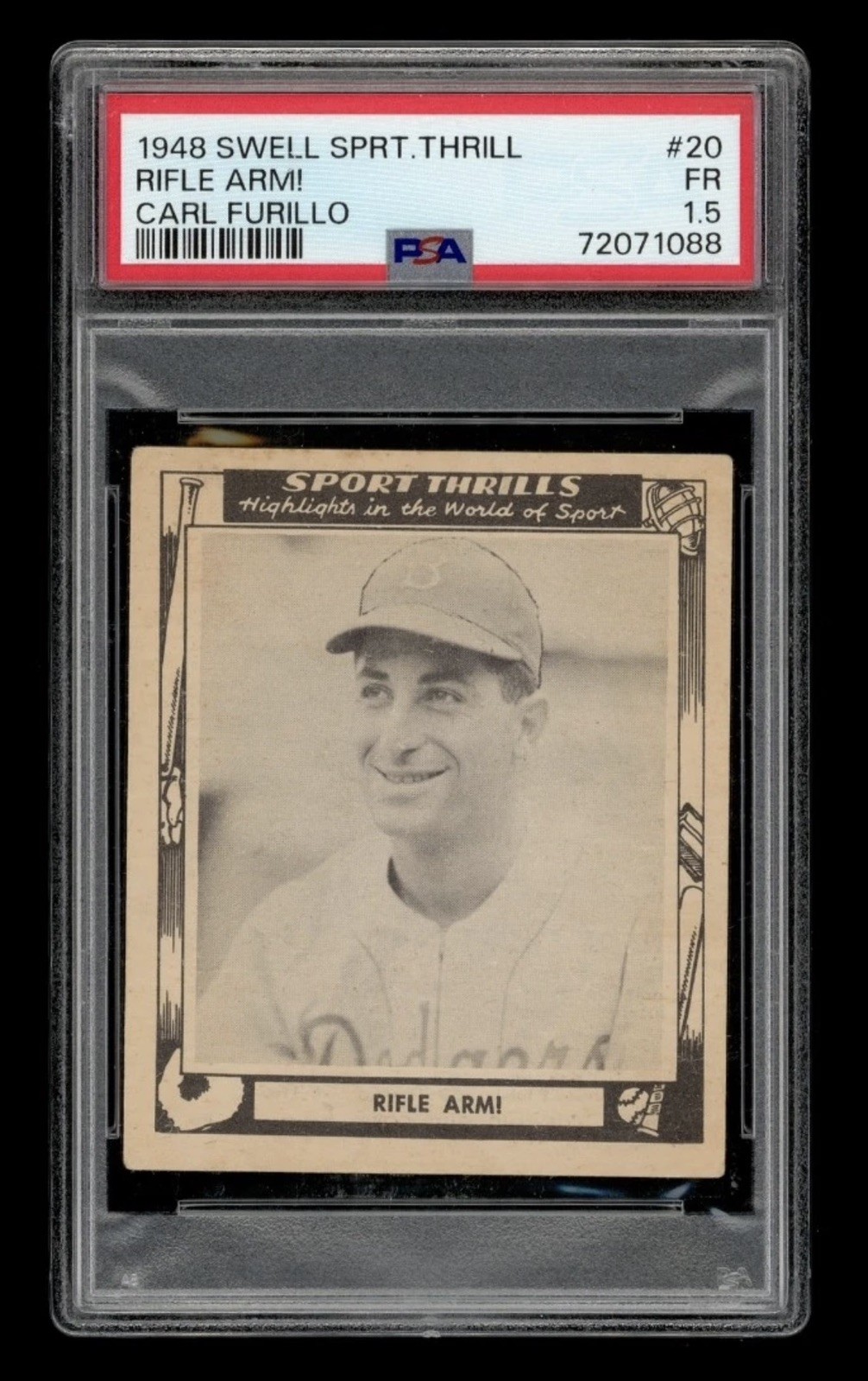 1948 Swell Sports Thrills # 20 Rifle Arm Carl Furillo