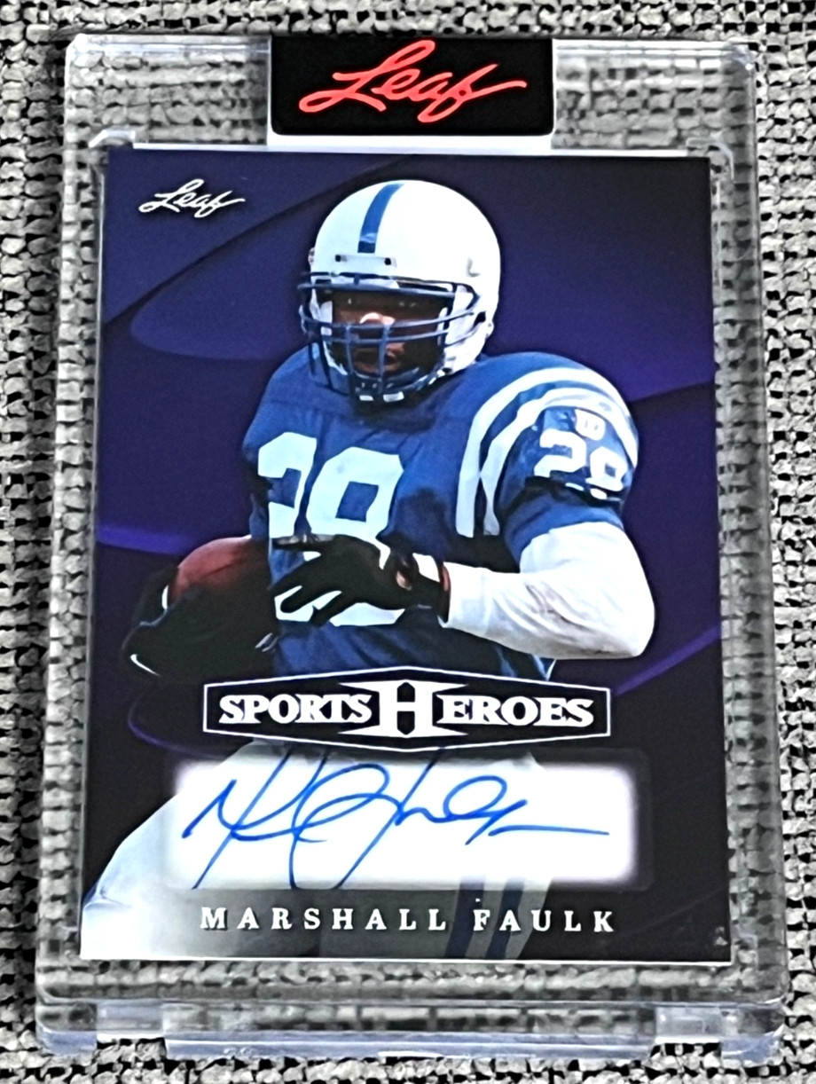 2026 Leaf Sports Heroes Marshall Faulk PURPLE Prismatic Auto #3/8 – HOF RB