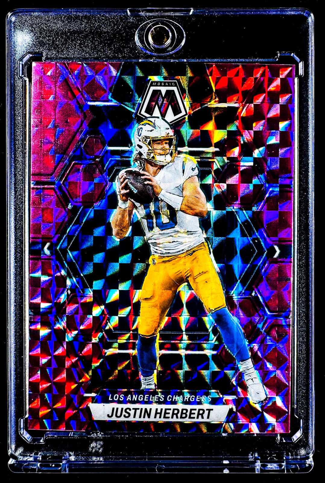 JUSTIN HERBERT RAINBOW SILVER HOLO REFRACTOR LA RAMS RARE INVESTMENT CARD