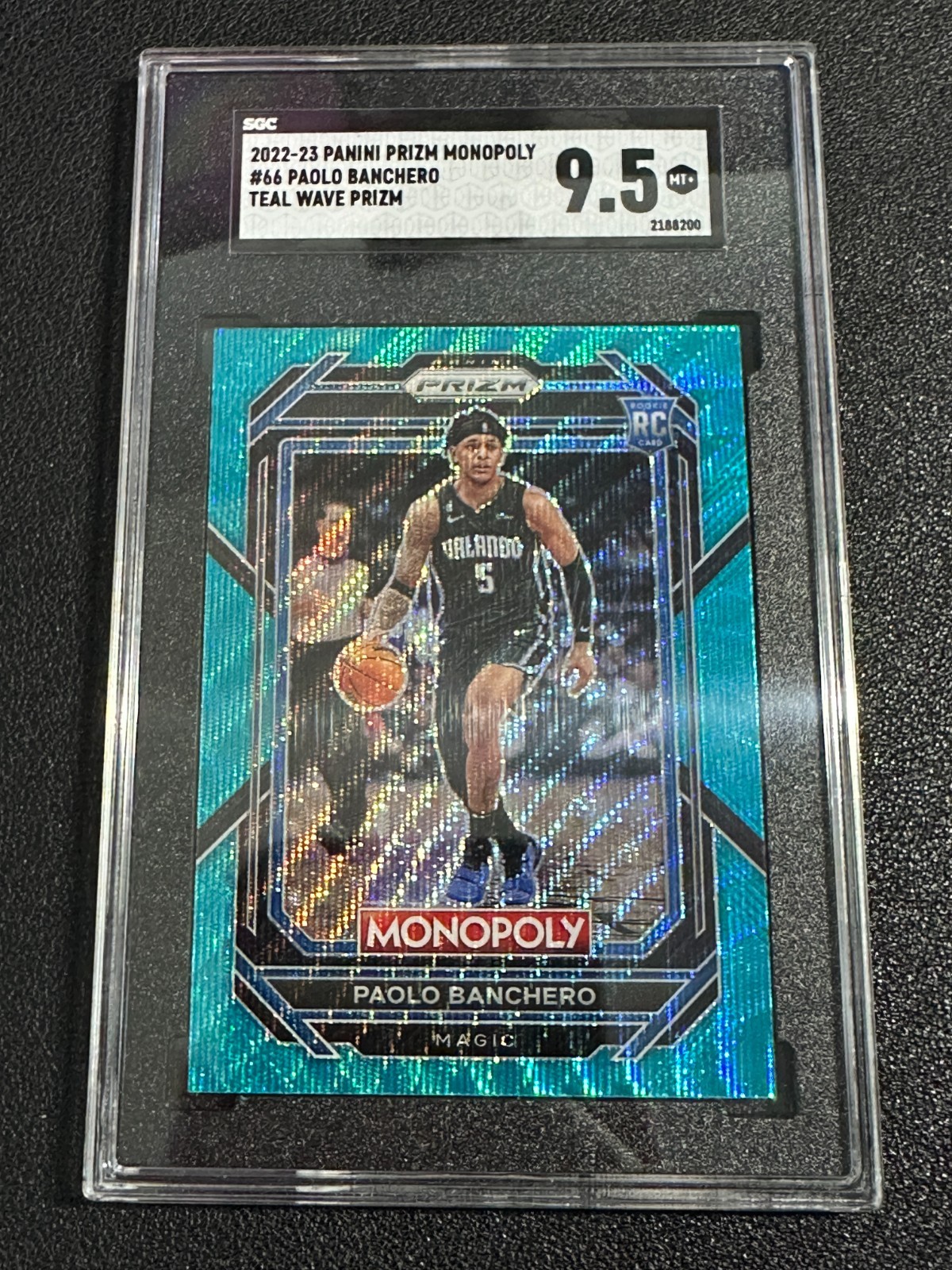 2022-23 Panini Prizm Monopoly Paolo Banchero #66 Teal Wave RC Rookie SGC 9.5