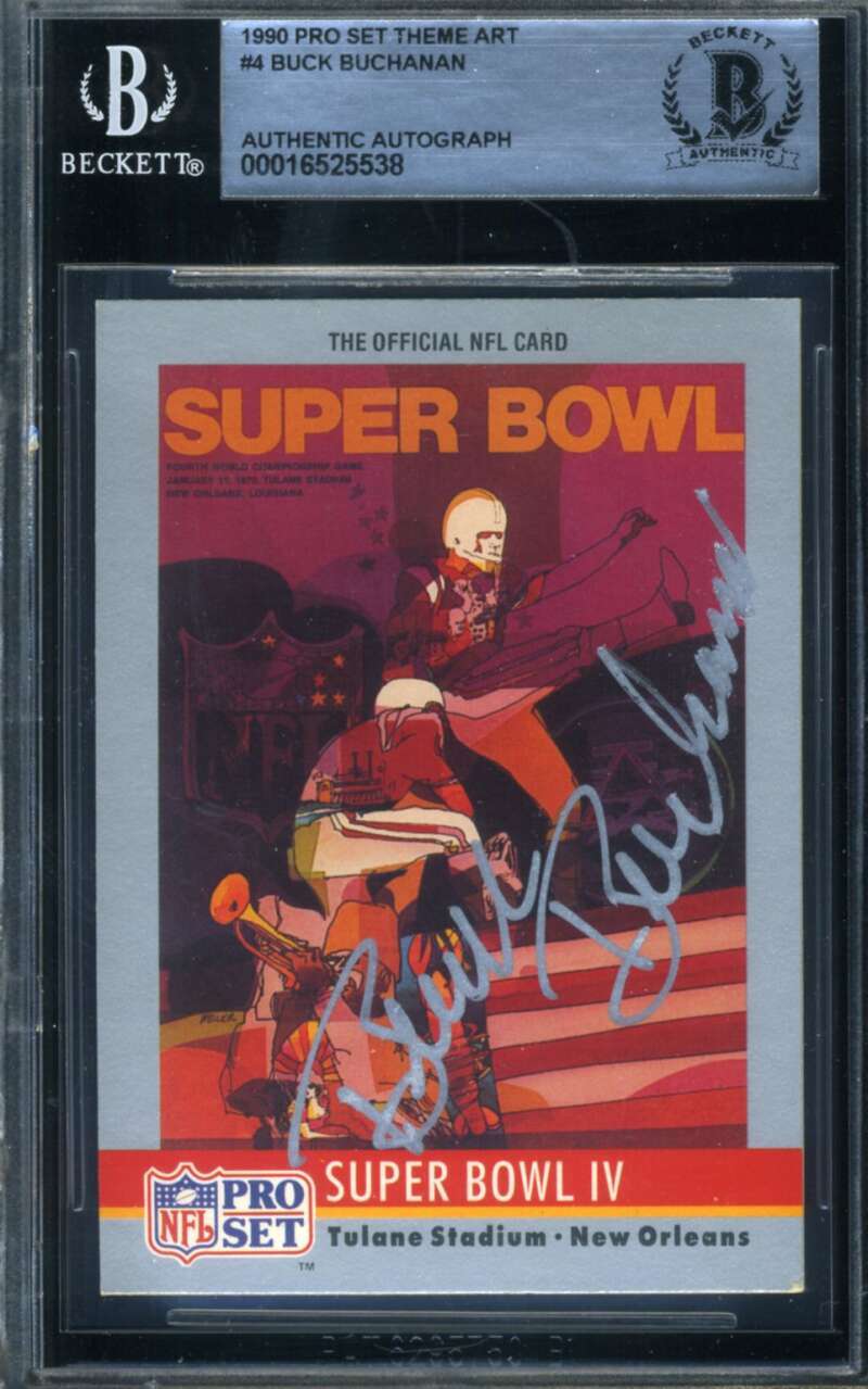 Buck Buchanan Beckett BAS Signed 1990 Pro Set Theme Art Autograph