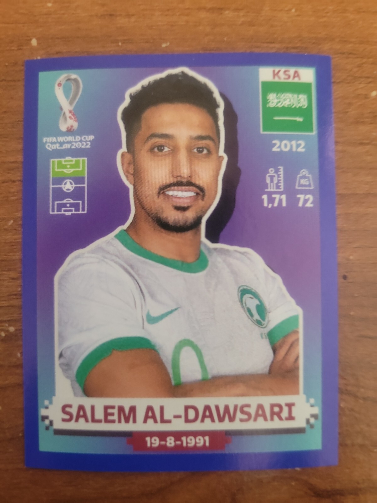 2022 FIFA World Cup Qatar Panini Sticker Blue Parallel SALEM AL-DAWSARI KSA19