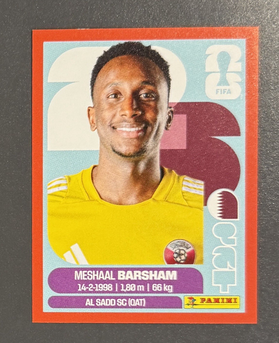 Meshaal Barsham 2026 Panini FIFA World Cup Stickers RED Italy #QAT2