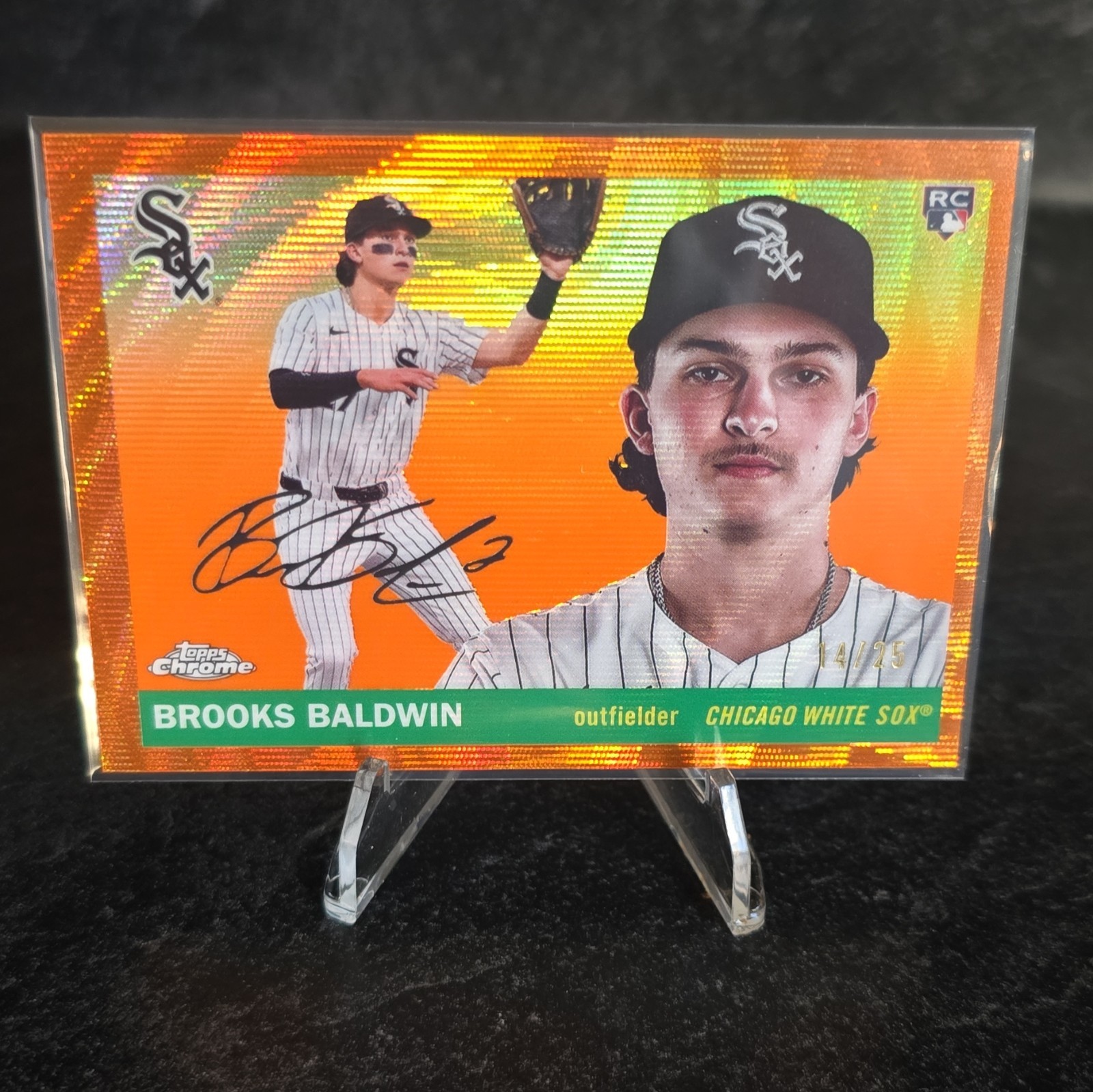 2025 Topps Chrome #252 Brooks Baldwin RC Orange Refractor 14/25 White Sox