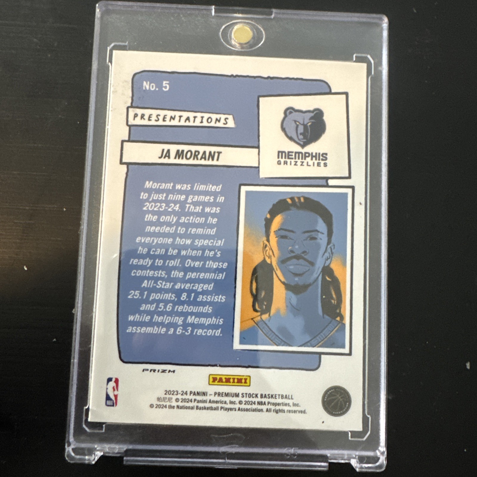 Ja Morant 2023 Panini NBA Hoops Premium Presentations #5 Scoped SSP Chase Pack